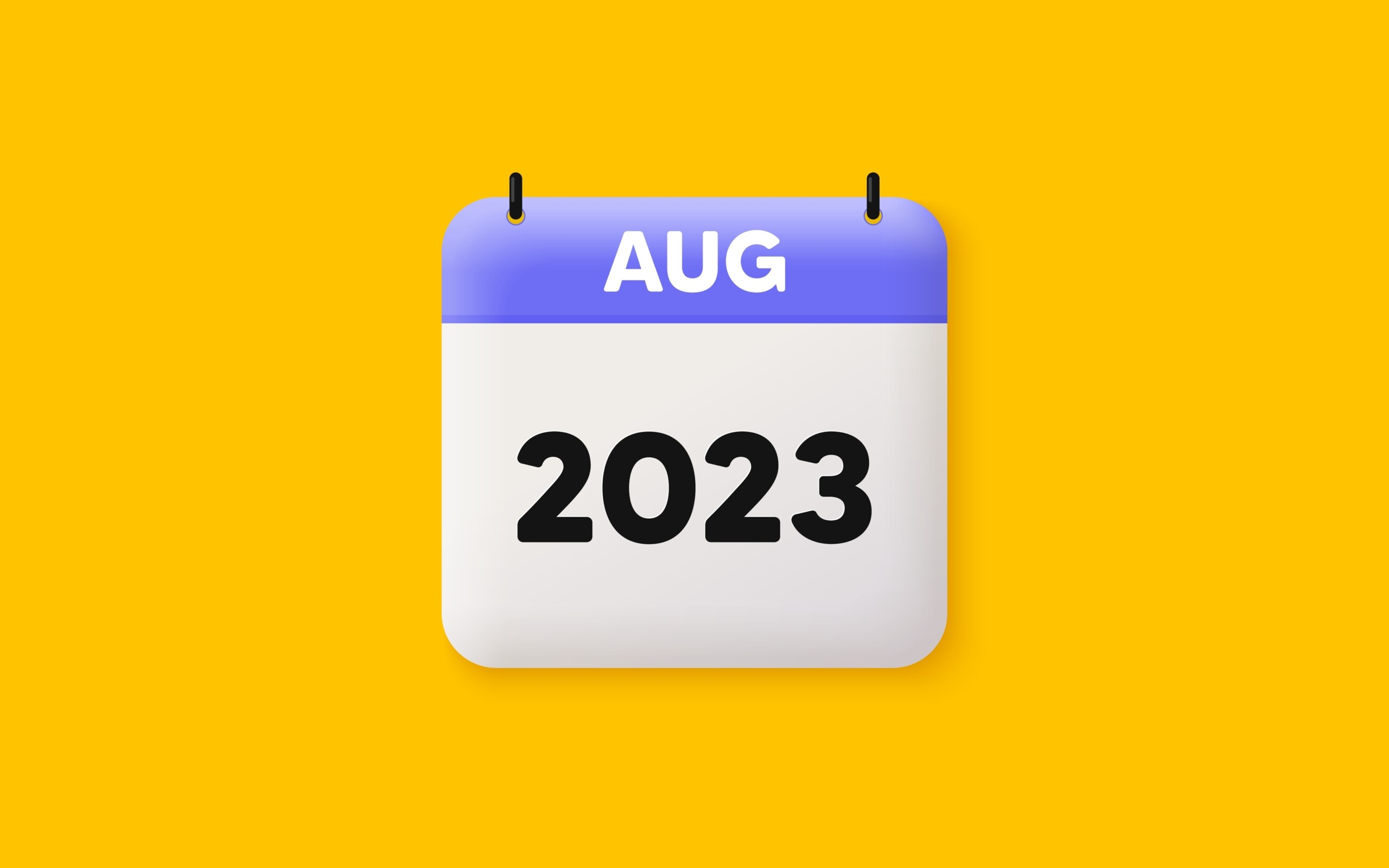 A yellow background with the month August and 2023 written in the middle