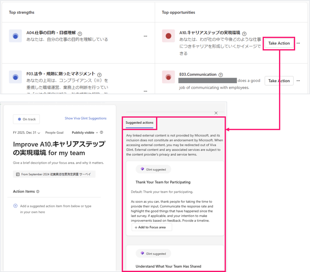 推奨アクションを提示する機能