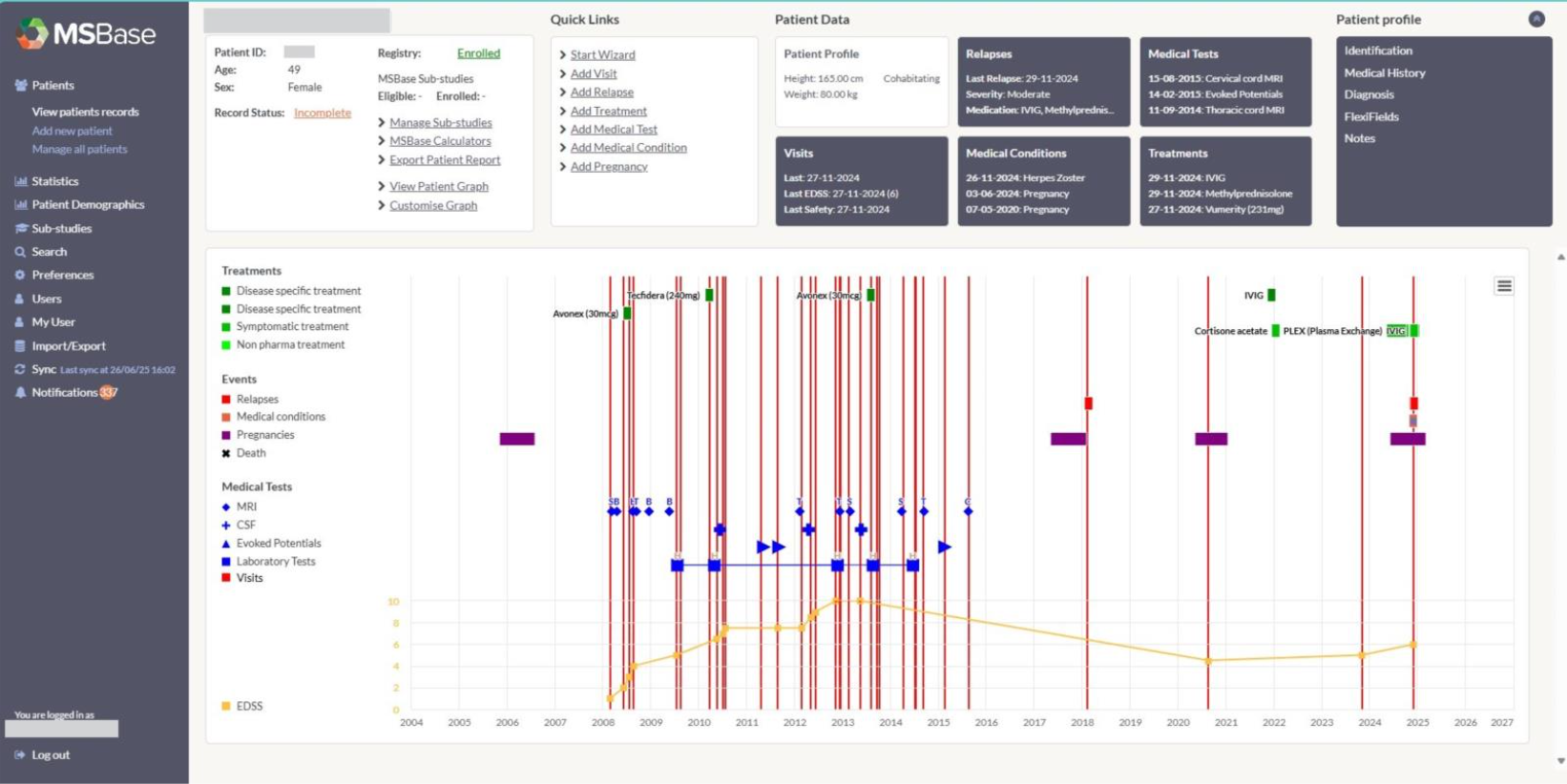 a screenshot of a MSBase registrry